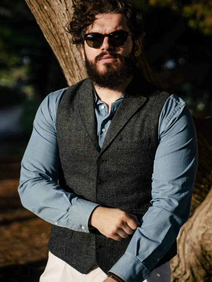 Gilet homme en laine mélangée vert
