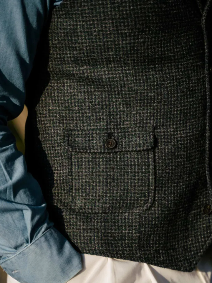 Gilet homme en laine mélangée vert