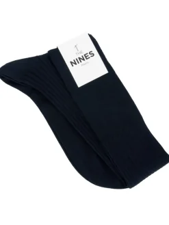Mi-bas laine vierge bleu marine