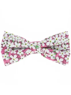Noeud papillon liberty rose à fleurs blanches jasmin