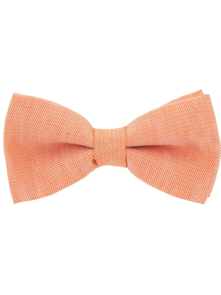 Nœud papillon orange en soie et lin nattés Bergame
