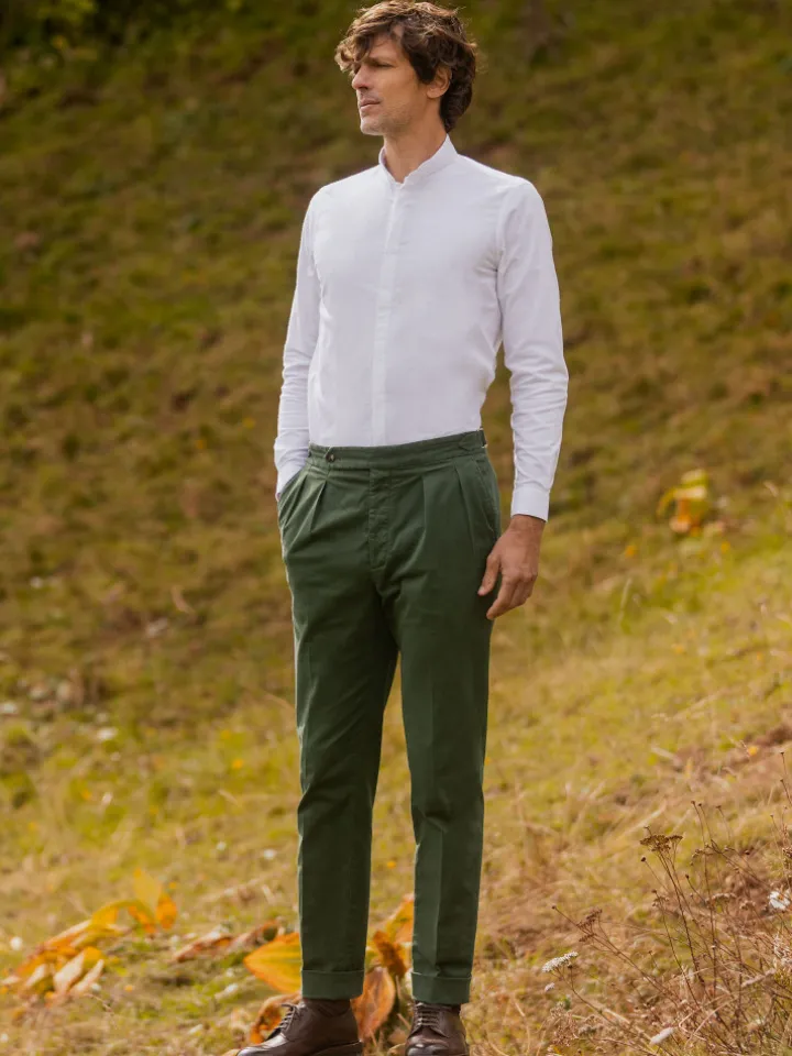 Pantalon à pinces vert thym - Bilbao