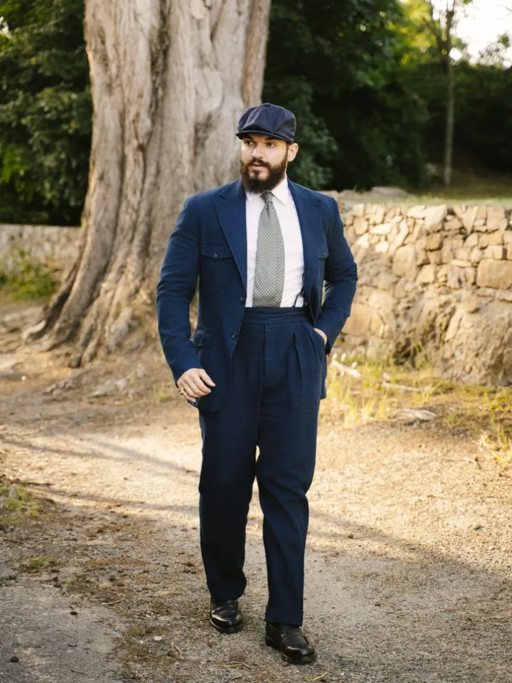 Pantalon taille haute bleu marine - Litha