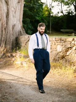 Pantalon taille haute bleu marine - Litha