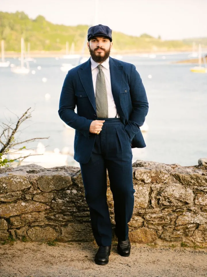 Pantalon taille haute bleu marine - Litha