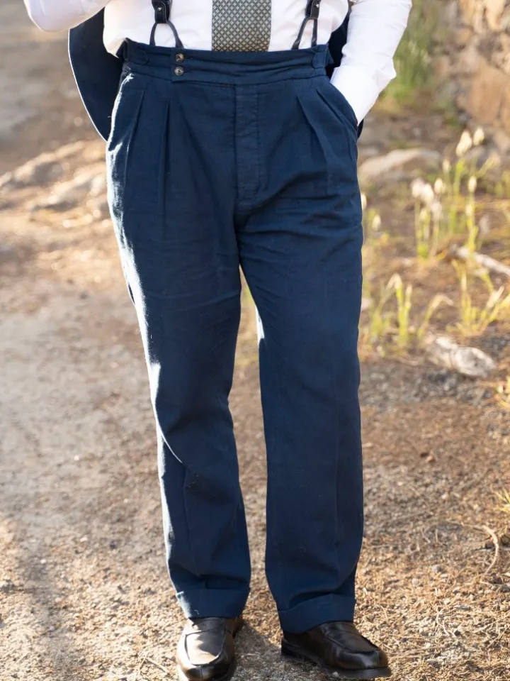 Pantalon taille haute bleu marine - Litha