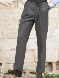 Pantalon taille haute en flanelle grise - Faro