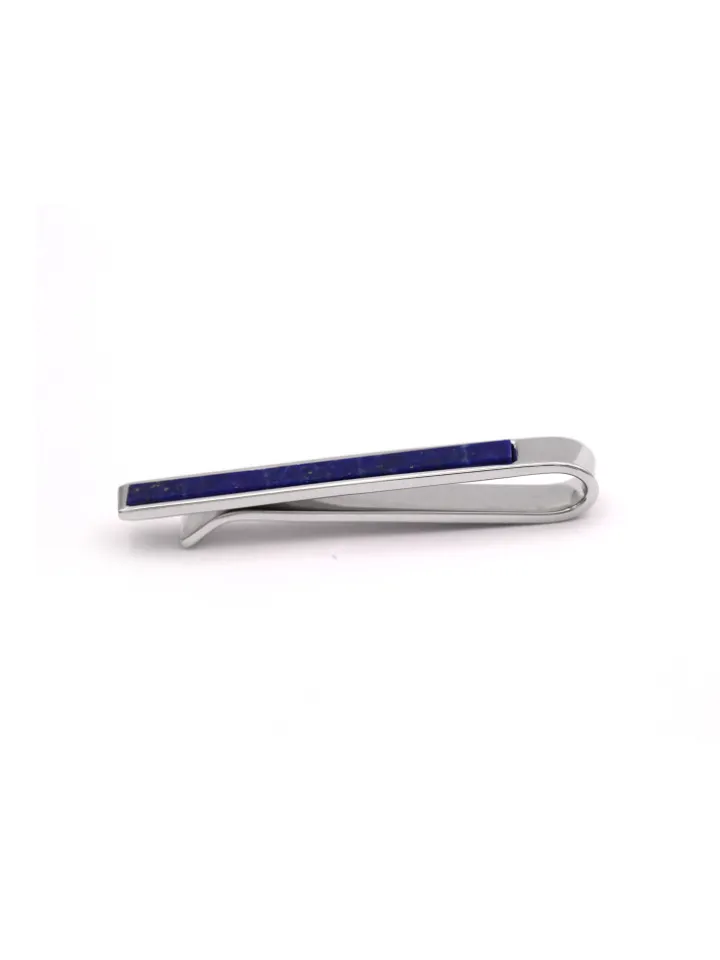 Pince à cravate argent massif et lapis lazuli Toledo