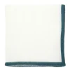 Pochette de costume en lin blanc avec ourlet vert thym