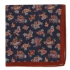 Pochette de costume en soie bleu marine à motifs paisley