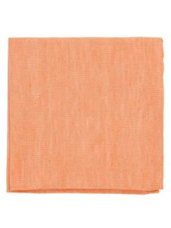 Pochette de costume orange en soie et lin nattés Bergame