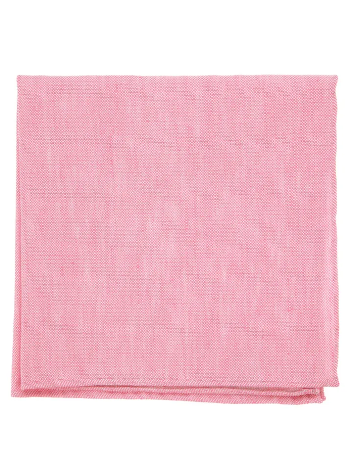 Pochette de costume rose pastel en soie et lin nattés Bergame