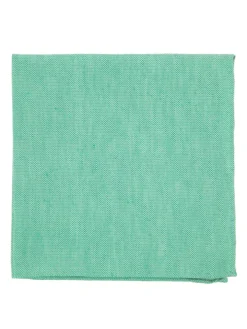 Pochette de costume verte en soie et lin nattés Bergame