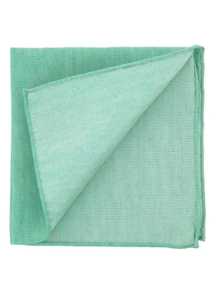 Pochette de costume verte en soie et lin nattés Bergame