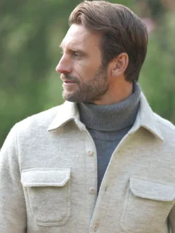 Pull col roulé en laine gris orage
