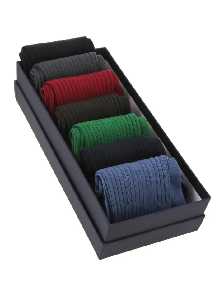 Semainier de 7 paires de chaussettes en fil d'Écosse - Couleurs classiques