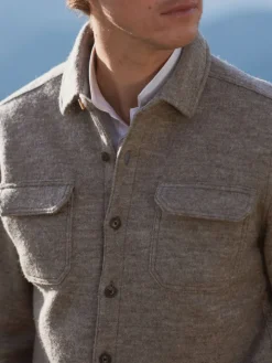 Surchemise en laine bouillie beige