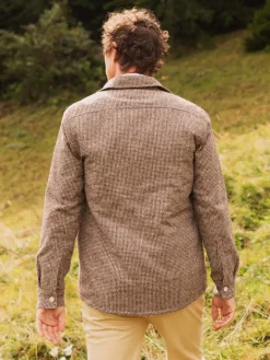 Surchemise en laine mélangée beige effet chiné