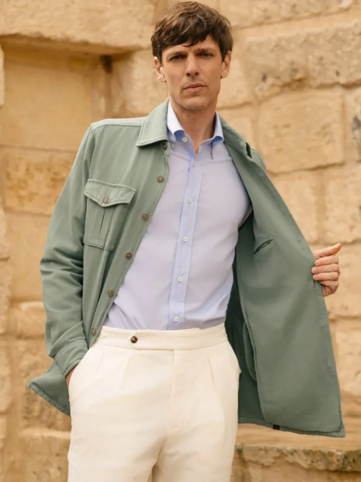 Surchemise vert eucalyptus lin et coton Menorca