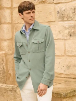 Surchemise vert eucalyptus lin et coton Menorca