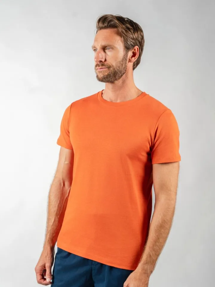 T-shirt en lin et coton bio terracotta