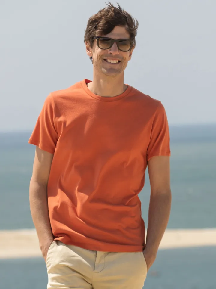 T-shirt en lin et coton bio terracotta