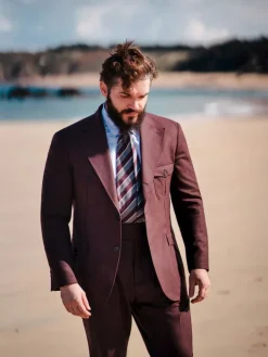 Veste saharienne en flanelle bordeaux Litha